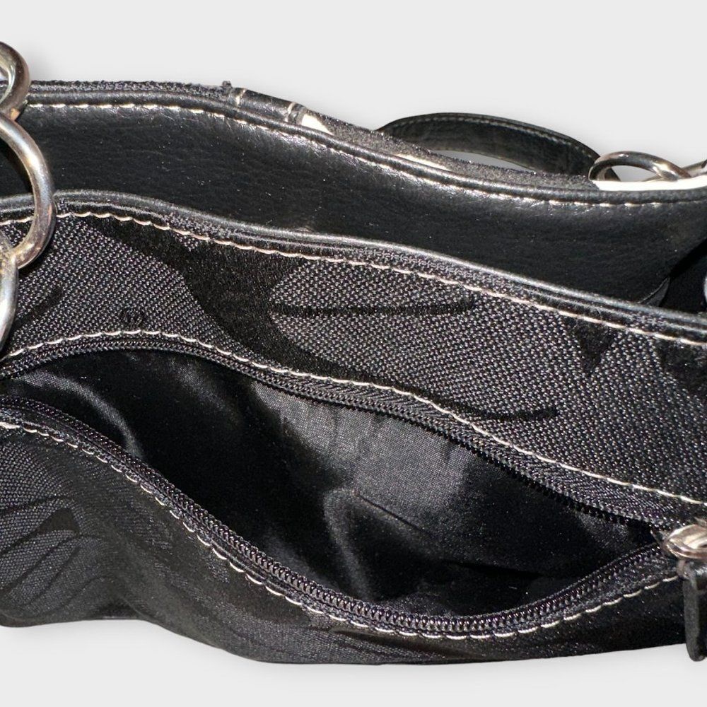 Zebra Striped Block Pattern Shoulder Bag Black an… - image 10